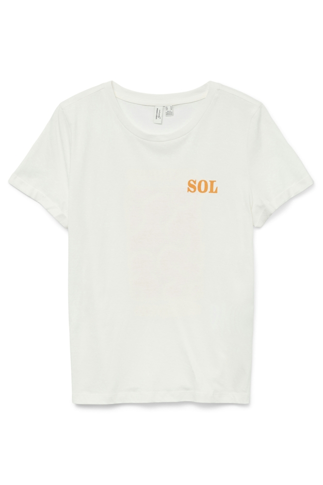VMELLA S/S O-NECK T-SHIRT JRS BTQ G 10333613 SNOW WHITE/SUNROOM